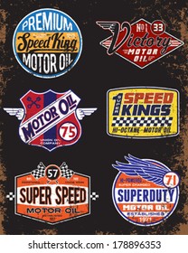 Vintage Motor Oil Signs and Label Set