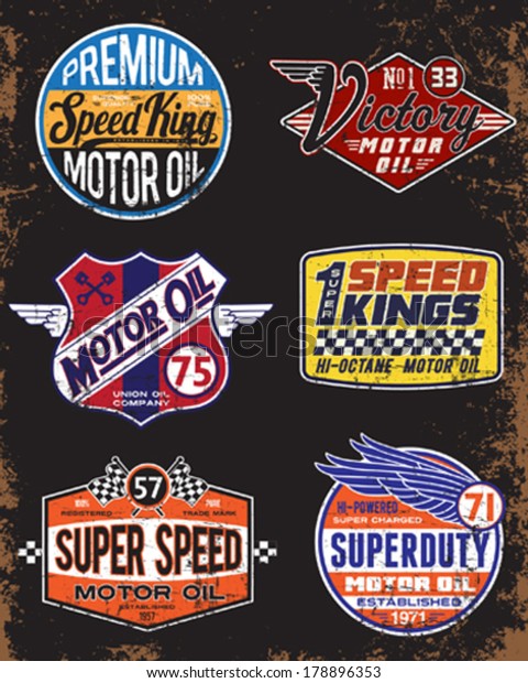 Vintage Motor Oil Signs and
Label Set
