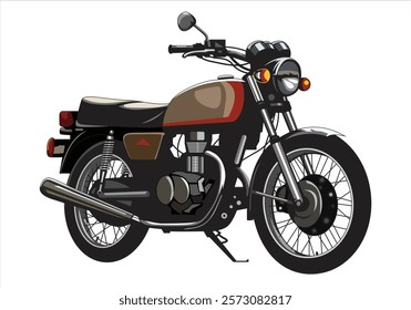 Vintage motorbike 1980's vector illustration style.