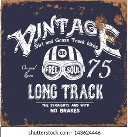 Vintage Motorbike Race | Hand drawing | T-shirt Printing | Badge Applique Label