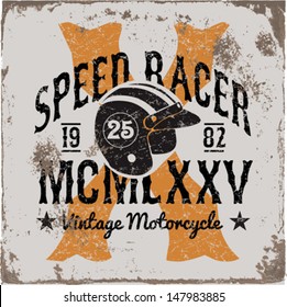 Vintage Motorbike Race | Hand drawing | T-shirt Printing | Badge Applique Label 