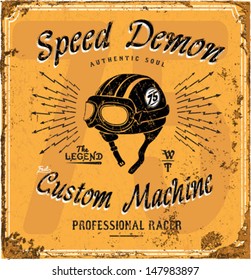 Vintage Motorbike Race | Hand drawing | T-shirt Printing | Badge Applique Label 