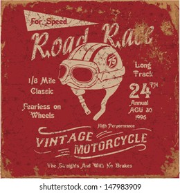 Vintage Motorbike Race | Hand drawing | T-shirt Printing | Badge Applique Label 