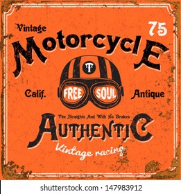 Vintage Motorbike Race | Hand drawing | T-shirt Printing | Badge Applique Label 