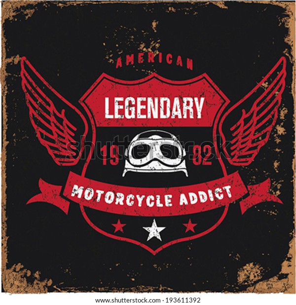 Vintage Motorbike Race | Hand drawing | T-shirt\
Printing | Badge Applique Label\
