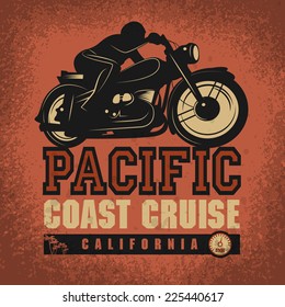 Vintage Motorcycle adventure poster, vector illustration