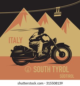 Vintage Motorcycle adventure poster, vector illustration