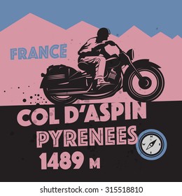 Vintage Motorcycle adventure poster, vector illustration