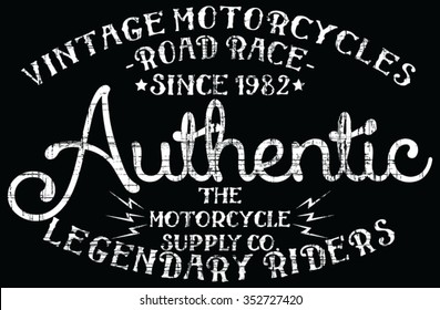 Vintage Motorcycle Authentic  vector print and varsity. For t-shirt or other uses in vector.
