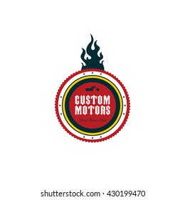 vintage motorcycle badge theme vector art illustration