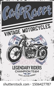 Vintage motorcycle banner.Cafe racer. Vector illustration.
