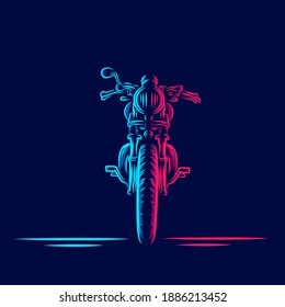 Vintage Motorcycle Bike Line. Pop Art logo. Colorful design with dark background. Abstract vector illustration. Isolated black background for t-shirt, poster, clothing, merch, apparel, badge design