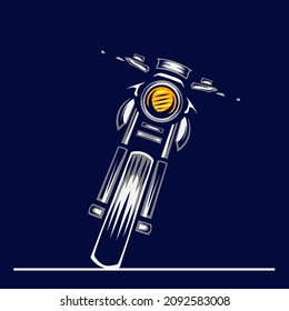 Vintage Motorcycle Bike Line. Pop Art logo. Colorful design with dark background. Abstract vector illustration. Isolated black background for t-shirt, poster, clothing, merch, apparel, badge design