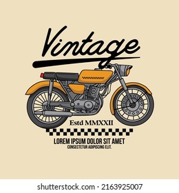 vintage motorcycle caferacer illustration poster