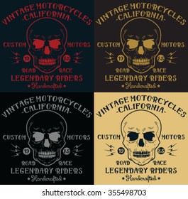 Vintage Motorcycle - California Handcrafted vector print and varsity. For t-shirt or other uses in vector.T shirt graphic