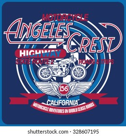 Vintage motorcycle California typography, t-shirt graphics, vectors