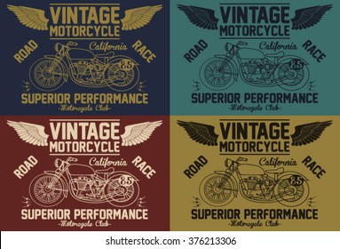 Vintage Motorcycle California vector print and varsity. For t-shirt or other uses in vector.T shirt graphic