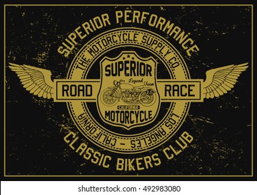 Vintage motorcycle, classic bikers club  typography, t-shirt graphics, vectors