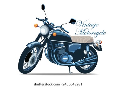 Vintage motorcycle classic motorbike blue color isolated on white background for background design.