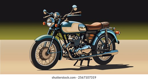 Vintage motorcycle, classic motorbike, vector illustration style for design elements.