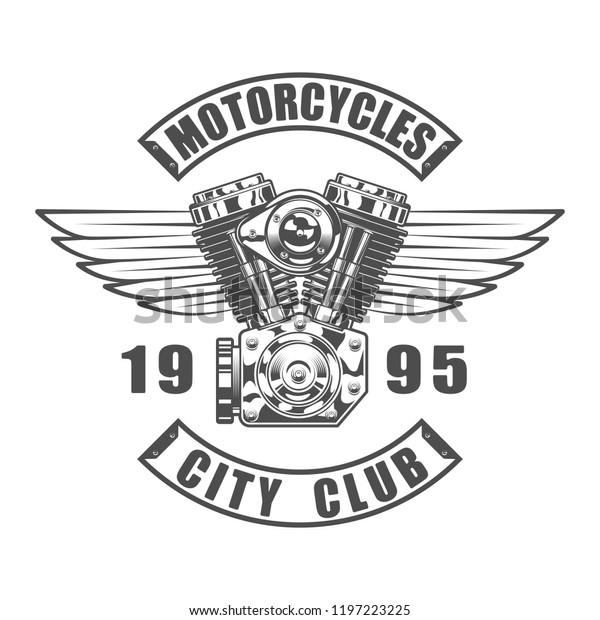 Vintage Motorcycle Club Emblem Monochrome Style Stock Vector (Royalty ...