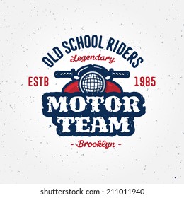 Vintage motorcycle club garage or contest apparel design, retro symbol (grunge texture is easy removable from separate layer)