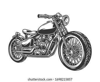 Conceito de motocicleta vintage em cores preto e branco isolado ilustração vetorial