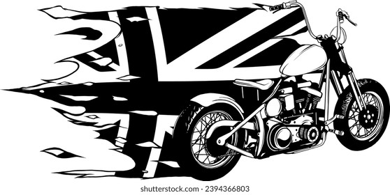 Vintage motorcycle concept in black and white colors isolated illustration