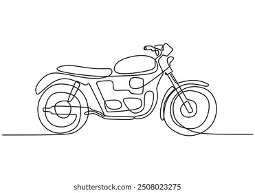 Vintage Motorcycle Continuous Line Drawing. Classic motorbike design in single line art.