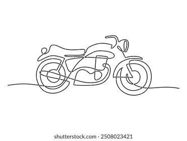 Vintage Motorcycle Continuous Line Drawing. Classic motorbike in a single line art style.