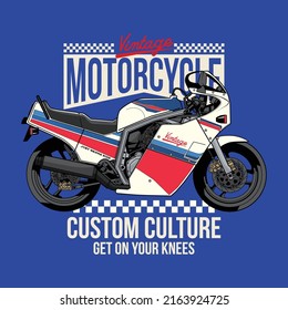 vintage motorcycle custom culture illustration