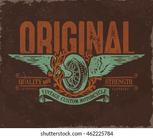 Vintage motorcycle. Custom motorcycle label. retro typography t-shirt printing design.