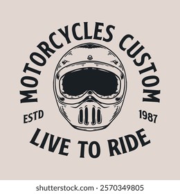 Vintage motorcycle design, Flag racing, Helmet, tire, logo design