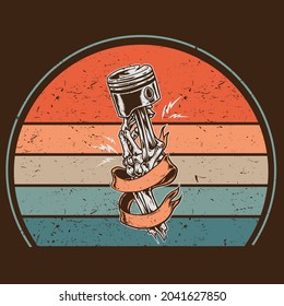 vintage motorcycle design motorcycle skull vector  poster  silhouette retro and grunge custom scooter piston plug of bike Template for poster, banner, print for t-shirt, pin,logo, clip art, sticker