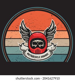 vintage motorcycle design motorcycle skull vector  poster  silhouette retro and grunge custom scooter piston plug of bike Template for poster, banner, print for t-shirt, pin,logo, clip art, sticker
