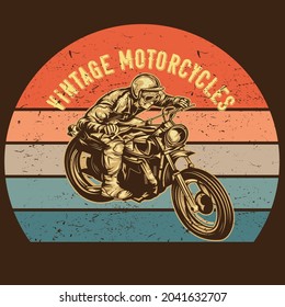 vintage motorcycle design motorcycle vector motorbike poster silhouette retro and grunge custom scooter piston plug of bike Template for poster, banner, print for t-shirt,pin,logo, clip art,sticker