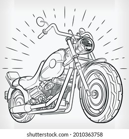 Vintage Motorcycle Doodle Chopper Handdrawing Sketch Biker Vector