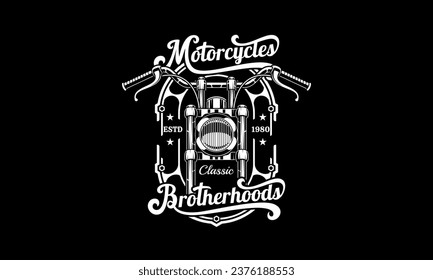 Vintage motorcycle emblem. Black and White vintage motor badge