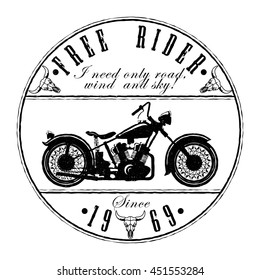 Vintage motorcycle emblem. To print on a T-shirt. Vector illustration.