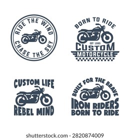 Vintage motorcycle emblem set with typography