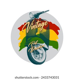 Vintage motorcycle emblem. Vector illustration. Grunge style.