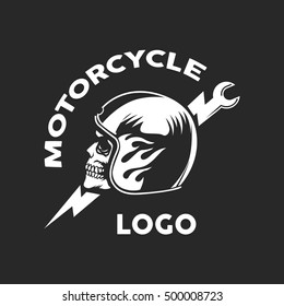 Vintage motorcycle emblems, labels, badges, logo template . Monochrome style.