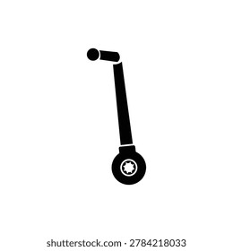 Vintage Motorcycle Engine Kickstart Lever Icon. Black filled icon of a vintage manual engine starter kickstart crank lever