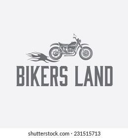vintage  motorcycle with flames graphic vector design template