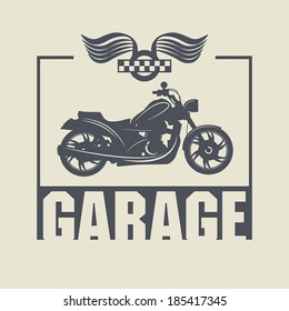 Vintage Motorcycle Garage label, vector illustration