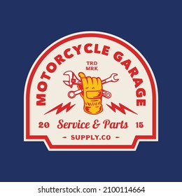 Vintage Motorcycle Garage Logo Badge  Hand made Vector Illustration