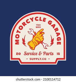 Vintage Motorcycle Garage Logo Badge  Hand made Vector Illustration