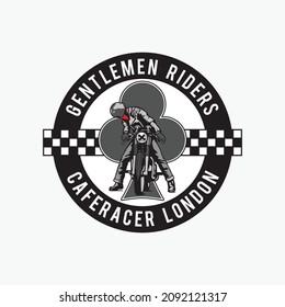 Vintage Motorcycle gentlemen. Hand drawn Vector illustration