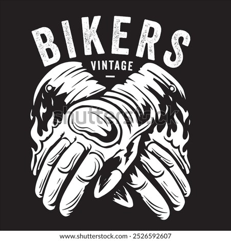 Vintage motorcycle glove illustration for patch and logo needs