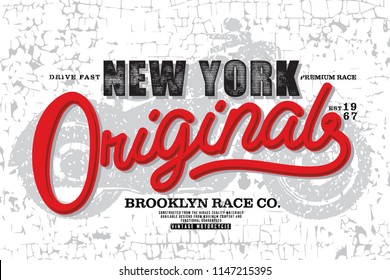 vintage motorcycle graphic for apparel